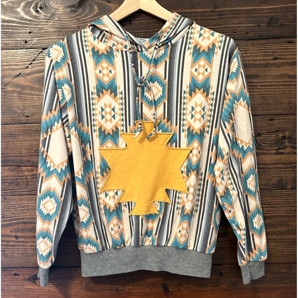 Crazy Train Southwestern Hoodie Women S Multicolor Star Boho Tribal Aztec Rustic